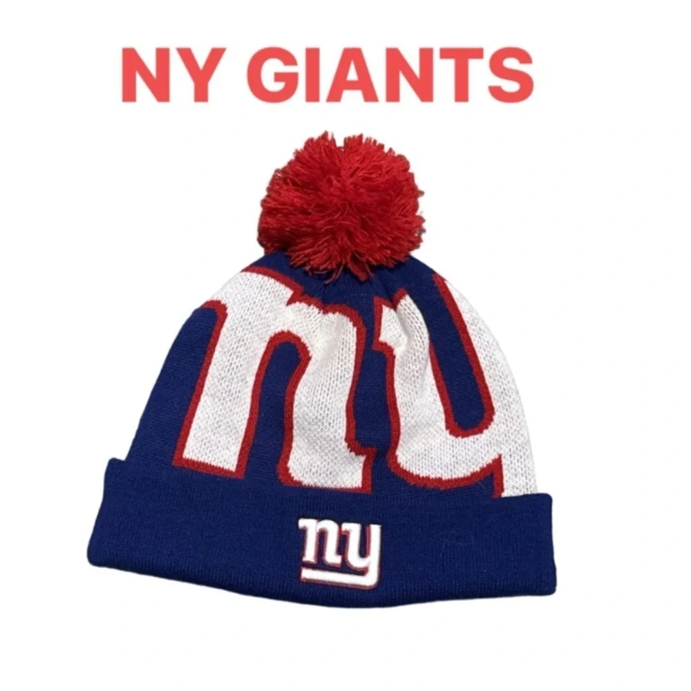 NY GIANTS  Pom Beanie - Red and Blue
